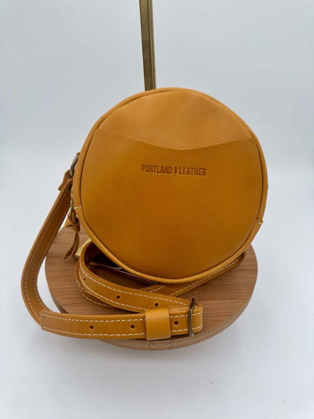 Portland Leather Goods Honey Small Circle Crossbody Full-Grain Leather Bag